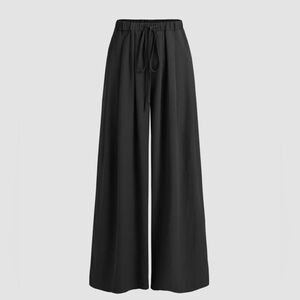 ELASTIC WAIST WIDE LEG TROUSERS